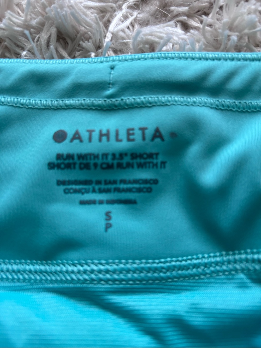 Athleta Run With It 3.5” Short Teal Tie Dye Small Side Slits Pocket - Picture 11 of 11